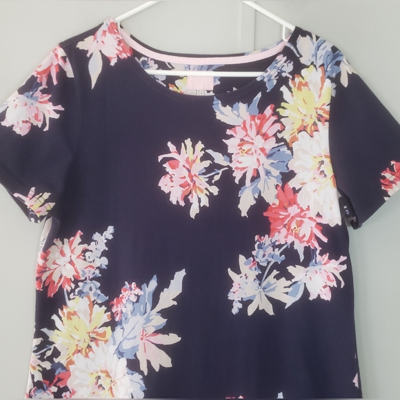 Joules Navy Blue Floral Riviera Print Short Sleeve T-Shirt Dress - Picture 3 of 10